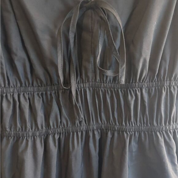 Entro Black Off-Shoulder Poplin Maxi Sundress Tiered with pockets - Picture 5 of 11